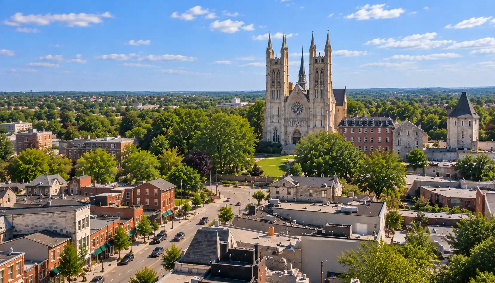 Downtown Guelph with its limestone basilica